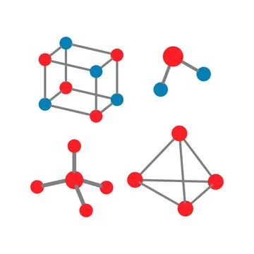 Set of vector icons on the theme of molecules, chemistry. Medicine. Stock Illustration