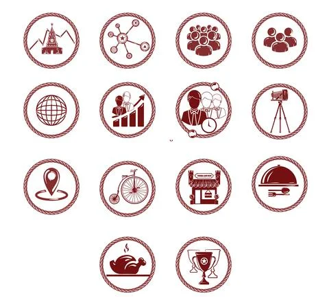Set of vector icons on the theme of Moscow, food, navigation and communicatio Stock Illustration