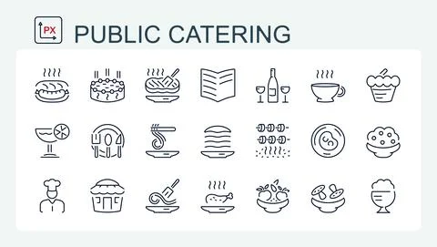 A set of vector icons from thin line, food and drinks. Stock Illustration