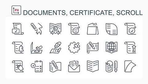 A set of vector icons from a thin line. Illustrazione stock