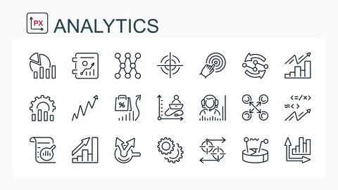 A set of vector icons from a thin line. Stock Illustration