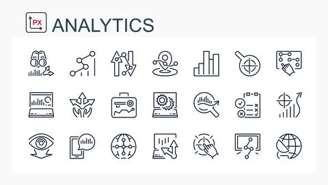 A set of vector icons from a thin line. Stock Illustration