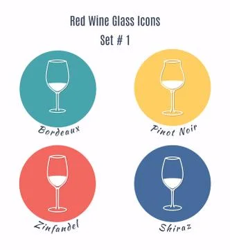 Set of vector icons. Variation of detailed hand drawn wine glass Stock Illustration