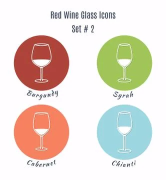 Set of vector icons. Variation of detailed hand drawn wine glass Stock Illustration