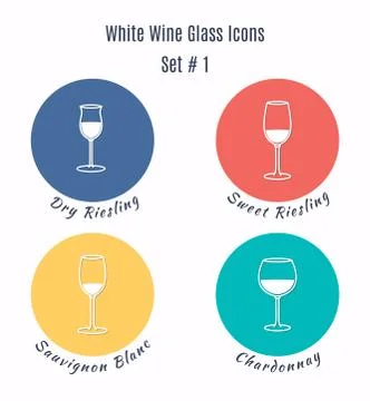 Set of vector icons. Variation of detailed hand drawn wine glass Stock Illustration