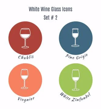 Set of vector icons. Variation of detailed hand drawn wine glass Stock Illustration