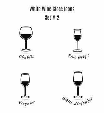 Set of vector icons. Variation of detailed hand drawn wine glass Stock Illustration