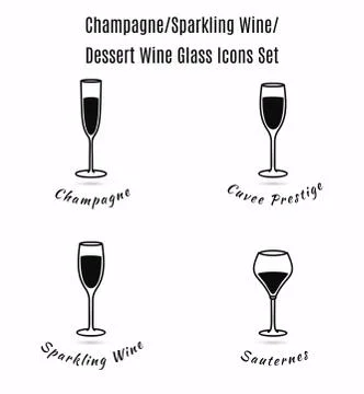 Set of vector icons. Variation of detailed hand drawn wine glass Stock Illustration