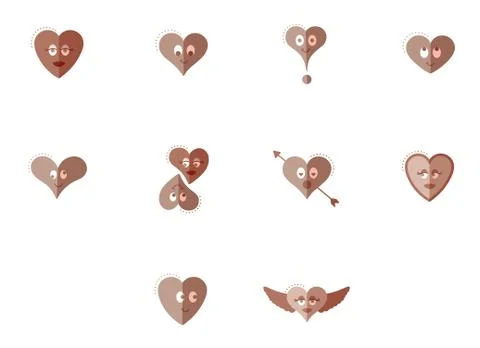 Set of vector icons with various heart shape Illustrazione stock