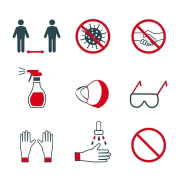 A set of vector icons virus prevention. Stock Illustration