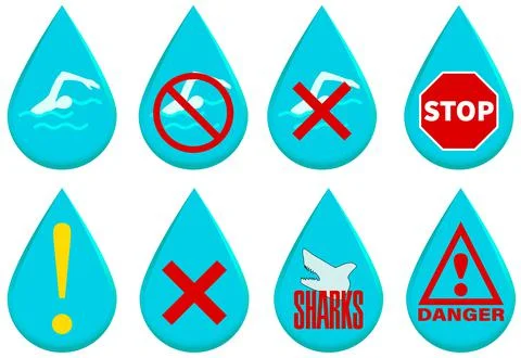 Set of vector icons, warning and indicating signs. Stock Illustration