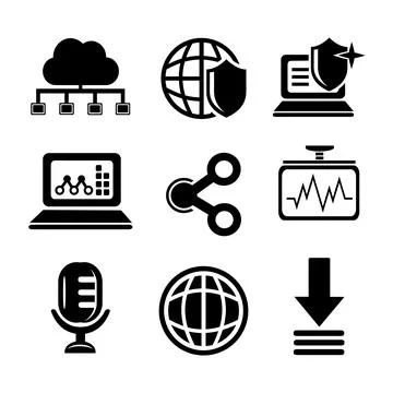 A set of vector icons of web technologies. Illustrazione stock