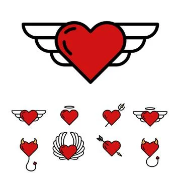 Set of vector icons on a white background on the theme of "Valentine's Day". Stock Illustration