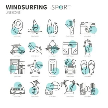 Set of vector icons windsurfing Stock Illustration
