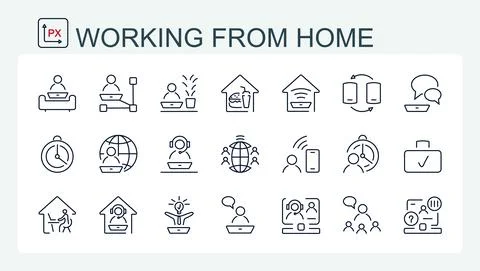A set of vector icons for work at home Stock Illustration