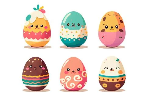 Set vector illustration of aester colorful egg isolate on white background Stock Illustration