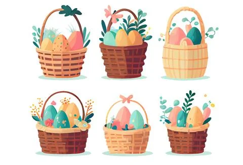 Set vector illustration of aester colorful egg isolate on white background Stock Illustration