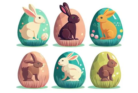 Set vector illustration of aester colorful egg isolate on white background Stock Illustration