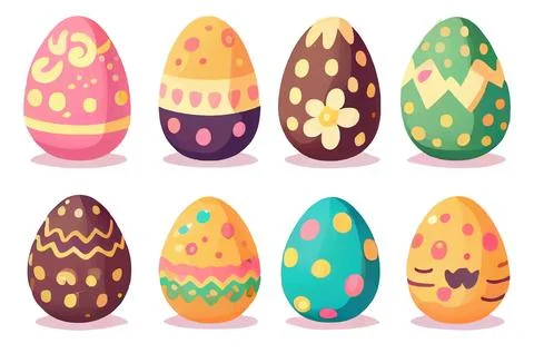 Set vector illustration of aester colorful egg isolate on white background Stock Illustration