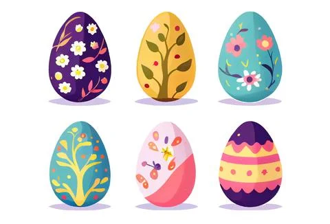 Set vector illustration of aester colorful egg isolate on white background Stock Illustration