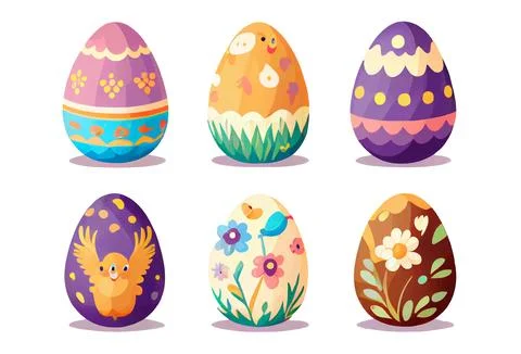 Set vector illustration of aester colorful egg isolate on white background Stock Illustration