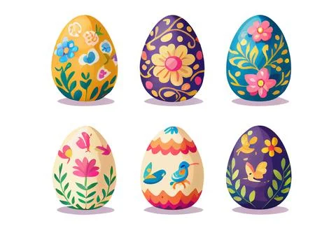 Set vector illustration of aester colorful egg isolate on white background Stock Illustration