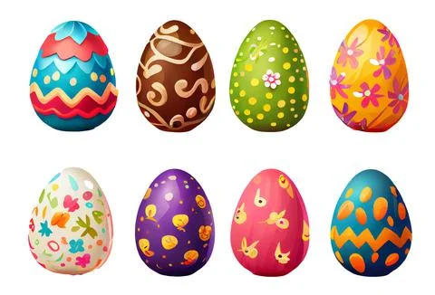 Set vector illustration of aester colorful egg isolate on white background Stock Illustration