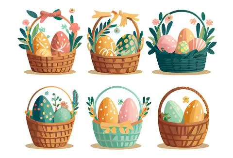 Set vector illustration of aester colorful egg isolate on white background Stock Illustration
