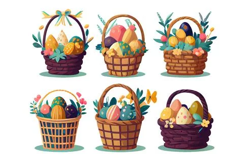 Set vector illustration of aester colorful egg isolate on white background Stock Illustration