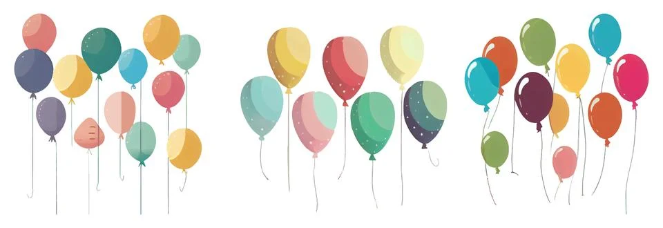 Set vector illustration of balloon multi colors on white background Illustrazione stock