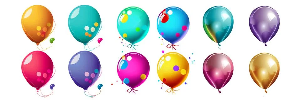 Set vector illustration of balloon multi colors on white background 스톡 일러스트