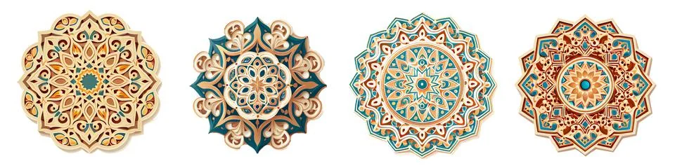 Set vector illustration of beautiful ramadan kareem greeting card design with Stock Illustration