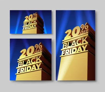Set of vector illustration for BLACK FRIDAY discount with 3D inscription Stockillustratie