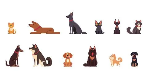 Set vector illustration cats and dogs in different poses. Isolated icons ca.. イラスト素材