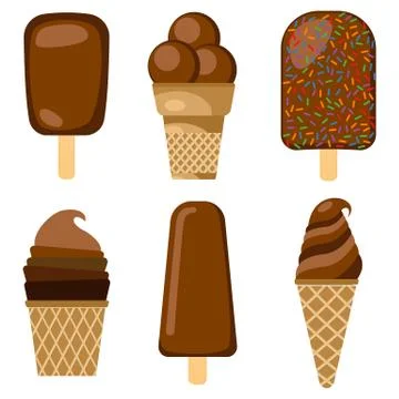 Set of vector illustration of chocolate ice cream Stock Illustration