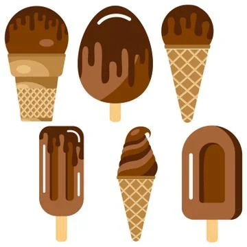 Set of vector illustration of chocolate ice cream Stock Illustration