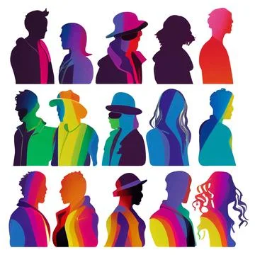 Set vector illustration of diversity people group supporting each other Stock Illustration