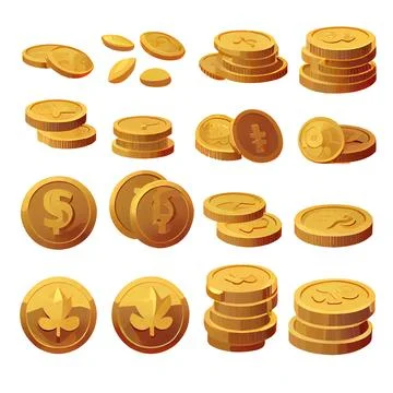 Set vector illustration of gold coins isolate on white background Stock Illustration