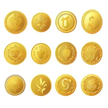 Set vector illustration of gold coins isolate on white background Illustration
