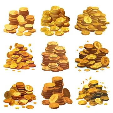 Set vector illustration of gold coins isolate on white background Stock Illustration