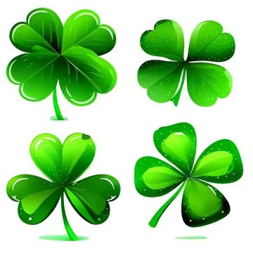 Set vector illustration of green clover leaf isolate background Stock Illustration