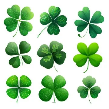 Set vector illustration of green clover leaf isolate background Stock Illustration