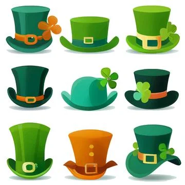 Set vector illustration of green hat patrick day 스톡 일러스트