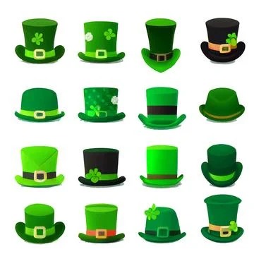 Set vector illustration of green hat patrick day 스톡 일러스트