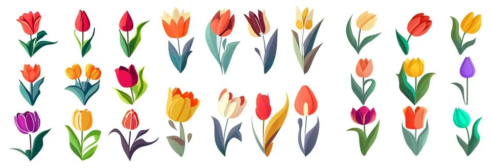 Set vector illustration of group flower isotated on white background mothers day Stock Illustration