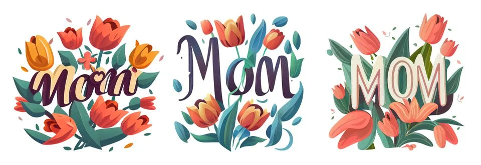 Set vector illustration of group flower isotated on white background mothers day Stock Illustration