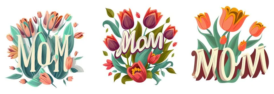 Set vector illustration of group flower isotated on white background mothers day Stock Illustration