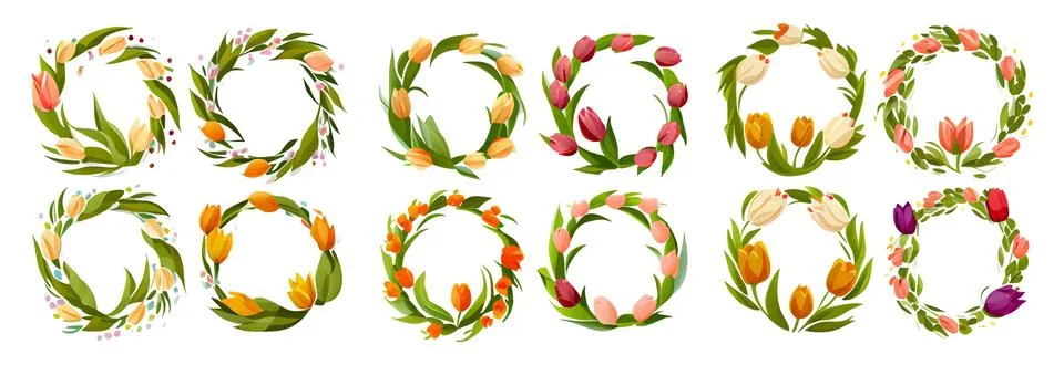 Set vector illustration of group flower isotated on white background mothers day Stock Illustration