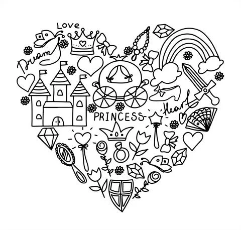 Set Vector Illustration Hand-Drawn Sketchy Fairy Tale Princess Tiara Crown Stock Illustration