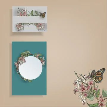 Set vector illustration of hand painted flowers Rangoon creeper, colorful and Stock Illustration